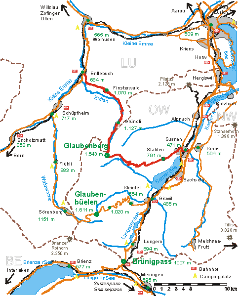 Karte Glaubenberg